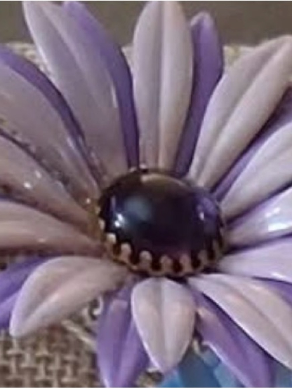 Purple Floral Brooch with Glossy Center